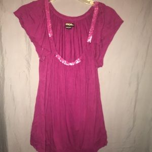 Guess Jeans Pink bear trimmed top - size small